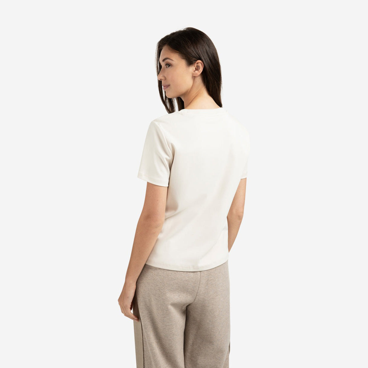 T-Shirt with Stitch Details - Chalk White
