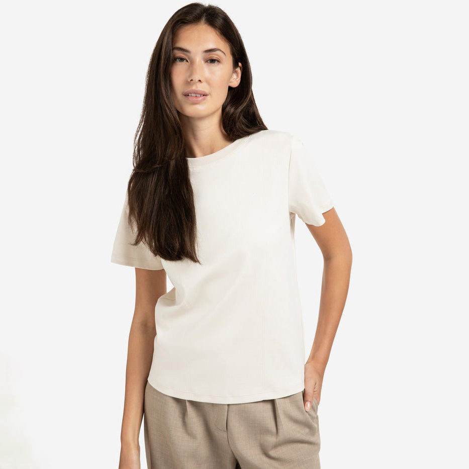 T-Shirt with Stitch Details - Chalk White