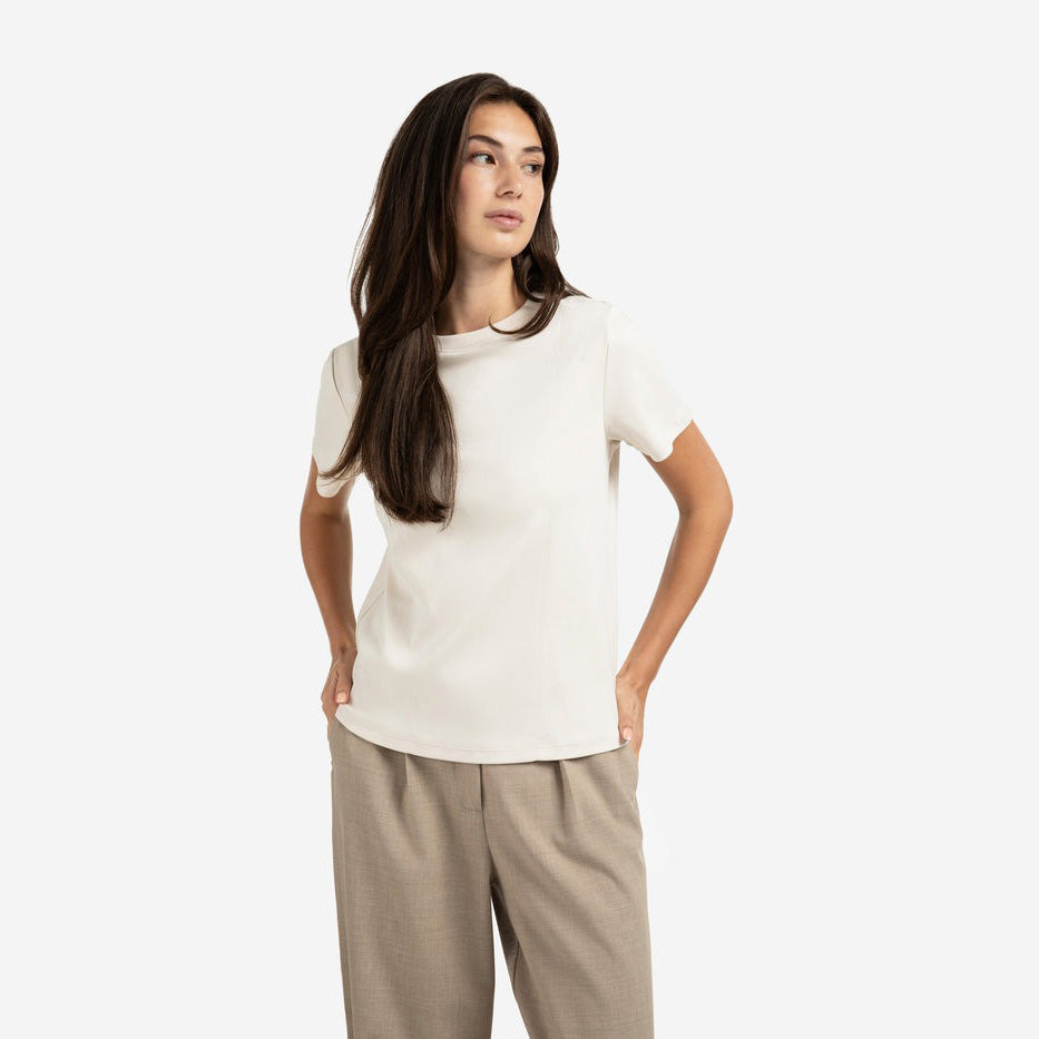 T-Shirt with Stitch Details - Chalk White