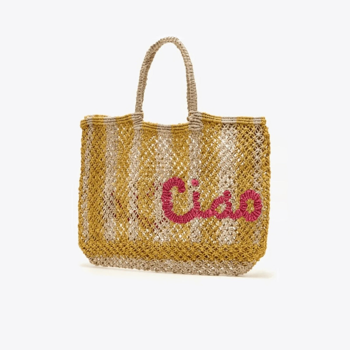 Ciao Jute Bag - Natural, Yellow & Hot Pink