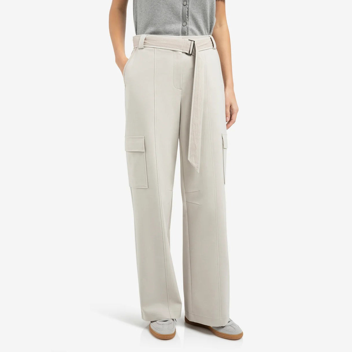 Trousers with Cargo Pockets and Matching Belt
