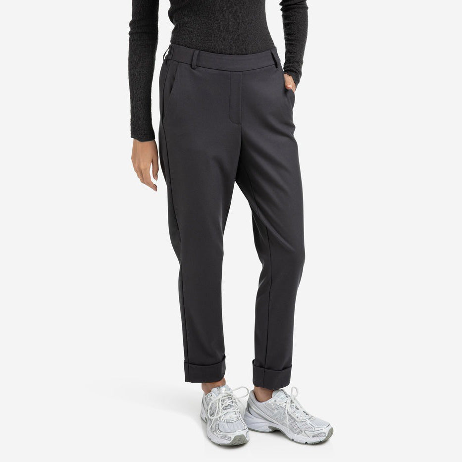 Trousers with Turned-Up Hem - Oyster Black