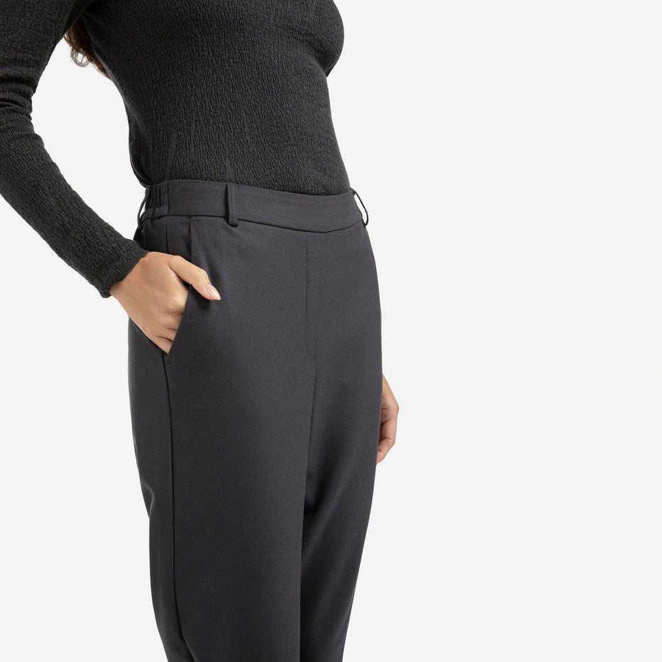 Trousers with Turned-Up Hem - Oyster Black