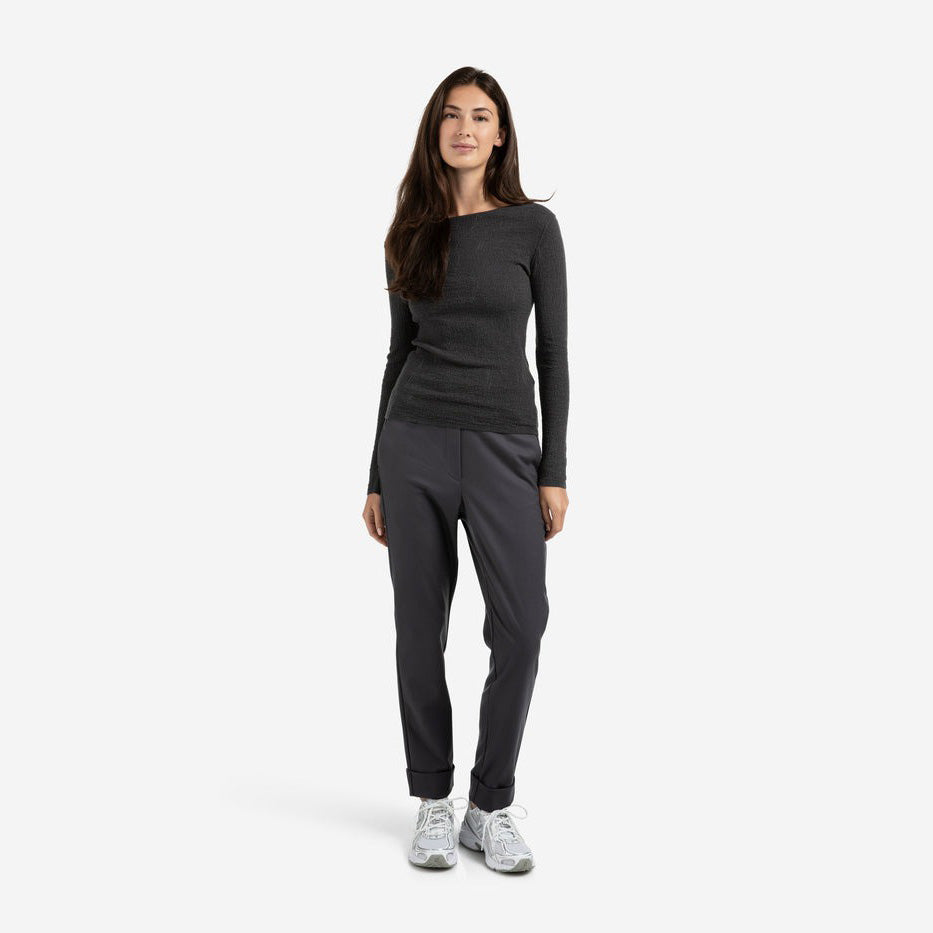 Trousers with Turned-Up Hem - Oyster Black