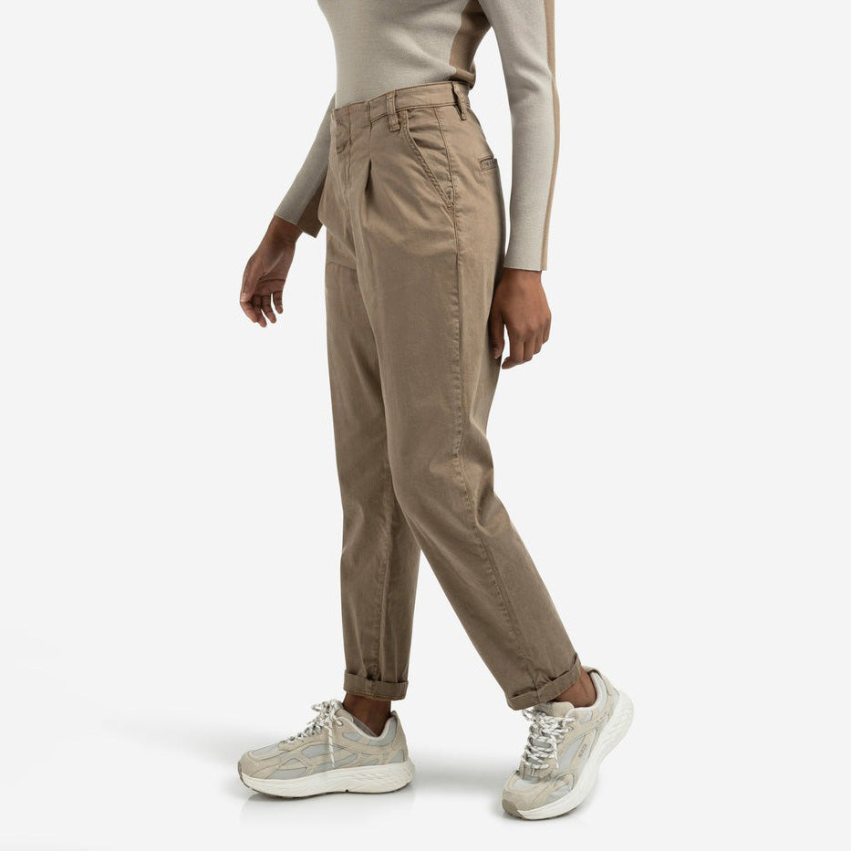 Trousers with Pleats and Chino Pockets - Capers Brownish Green