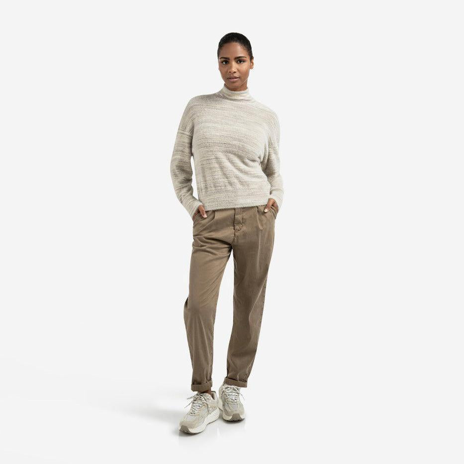 Trousers with Pleats and Chino Pockets - Capers Brownish Green