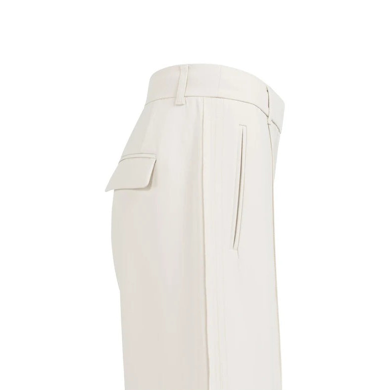 Woven Trousers with Wide Legs and Stitched Details