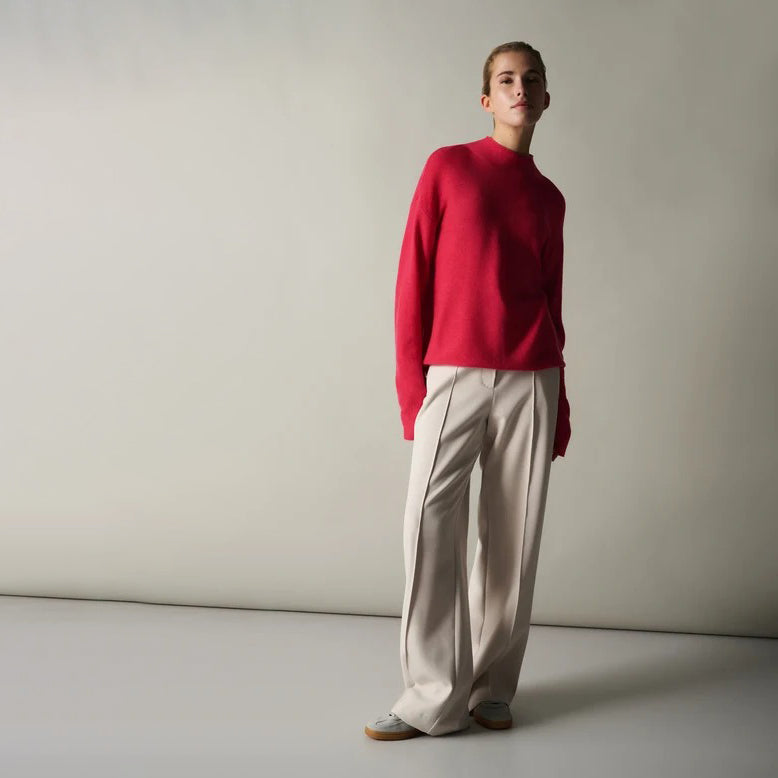 Woven Trousers with Wide Legs and Stitched Details