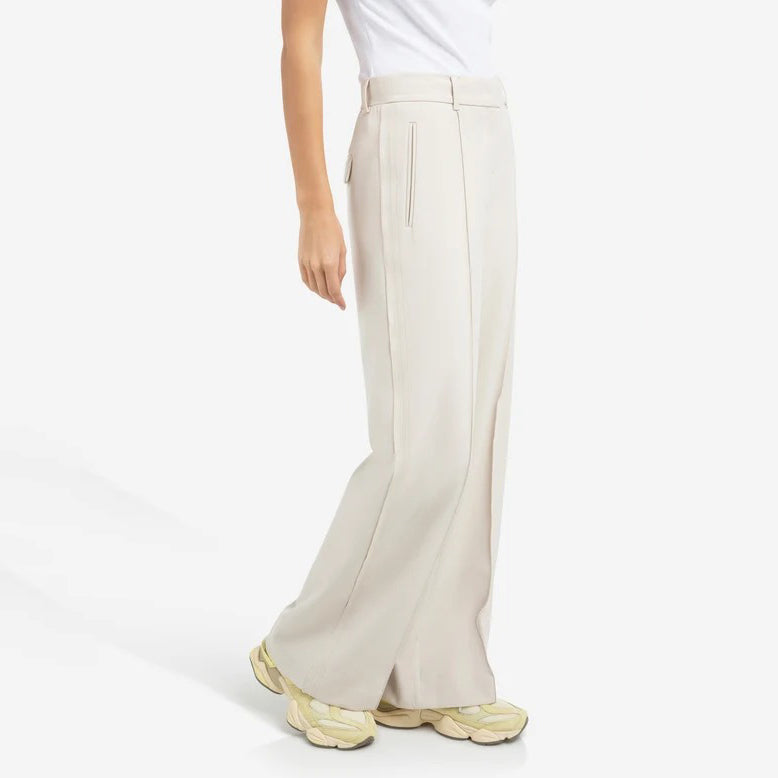 Woven Trousers with Wide Legs and Stitched Details