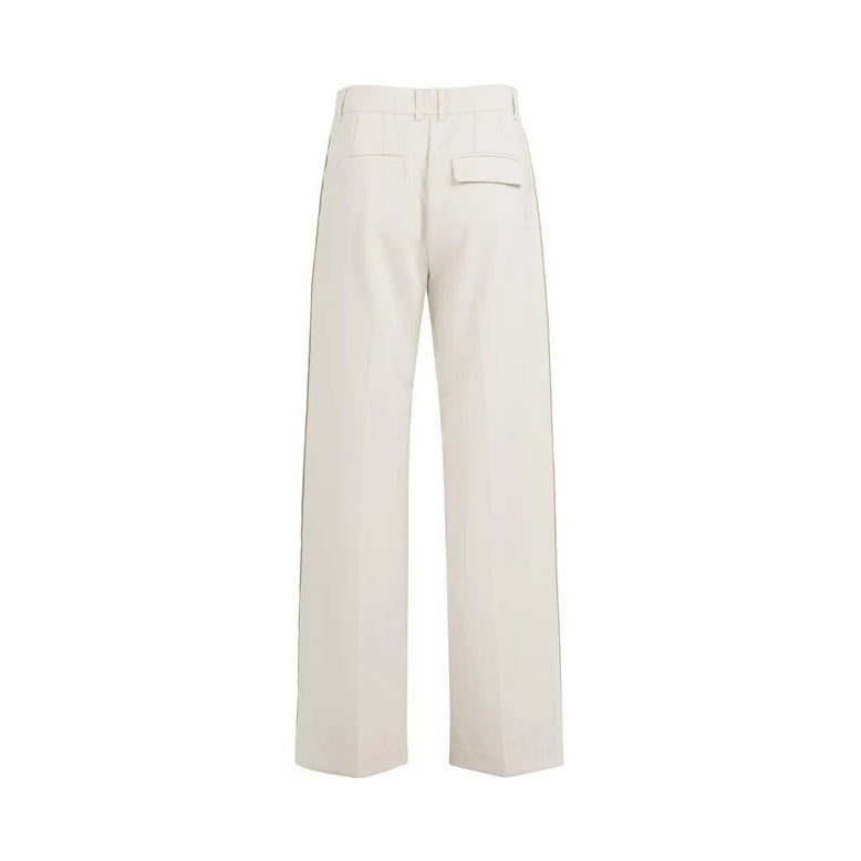Woven Trousers with Wide Legs and Stitched Details