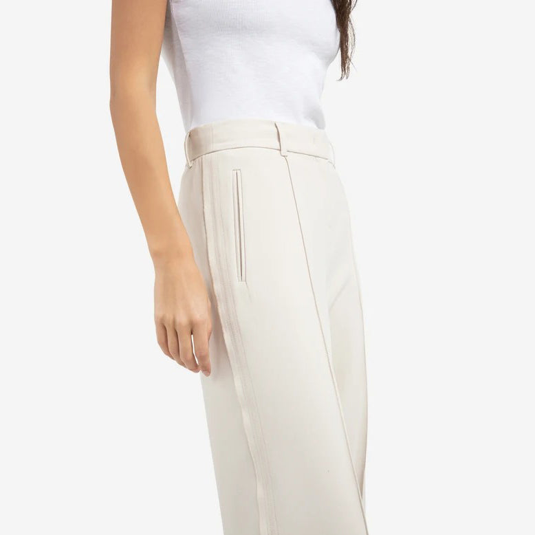 Woven Trousers with Wide Legs and Stitched Details