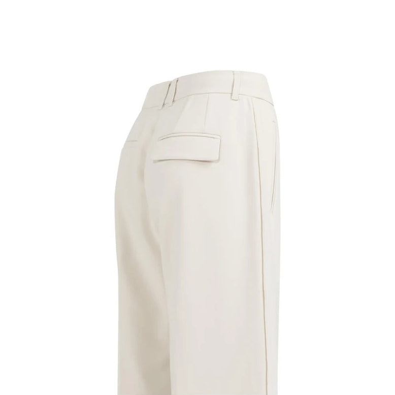 Woven Trousers with Wide Legs and Stitched Details