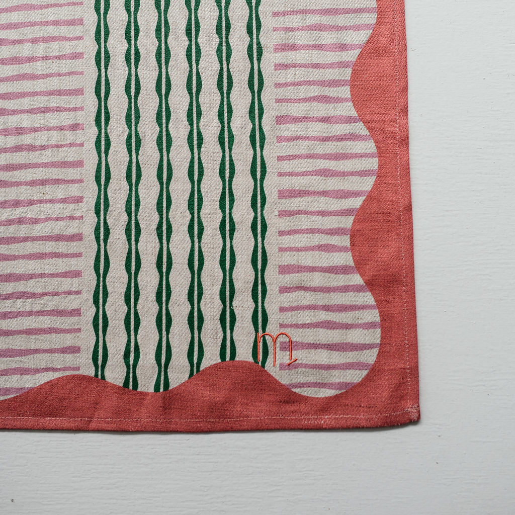 Electric Picnic Tea Towel -Coral